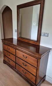 Louis Phillippe Dark Mahogany Wooden Dresser and matching mirror