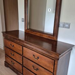 Louis Phillippe Dark Mahogany Wooden Dresser and matching mirror