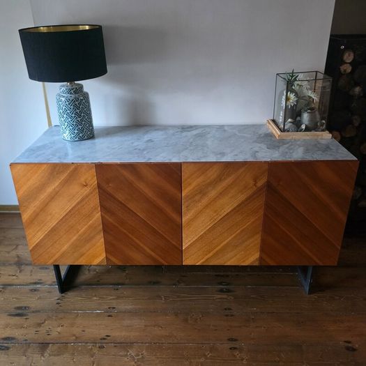 Walnut and Marble Top Cabinet