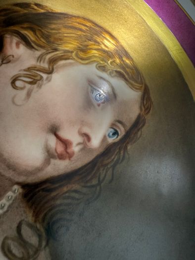 Antique KPM Berlin Hand-Painted Cabinet Plate. Portrait of a Baroque Beauty, 19th Century