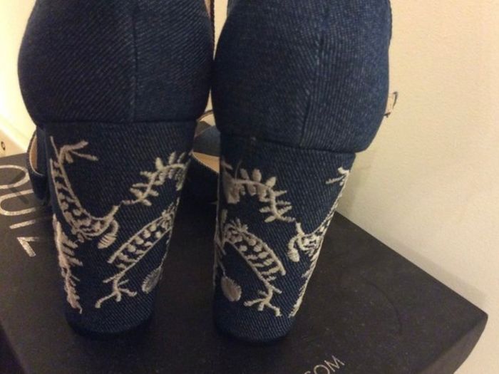New Quiz Denim Embroidery Block Heels