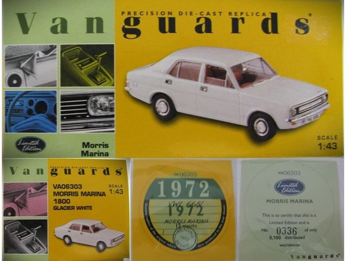 Diecast Model Morris Marina White - Collectable Vanguards 1:43