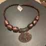 Chunky bronze pearl and bead necklace Image 4