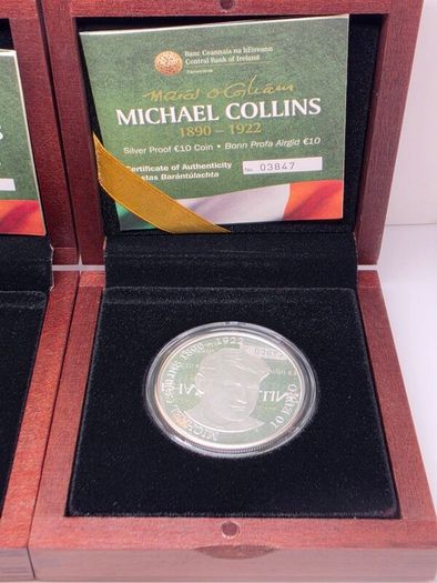 Ireland 2012 Silver and Gold Proof Coin Set Michael Collins 1890-1922 Commemorative Coins in Original Holder with COA