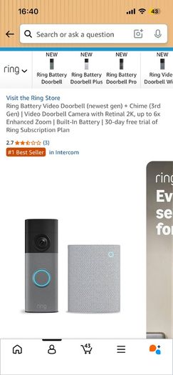 Ring video doorbell and chime