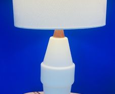 Dutch Mid Century glass & teak lamp 1960s