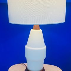 Dutch Mid Century glass & teak lamp 1960s
