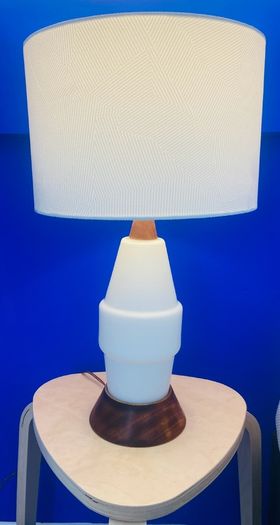 Dutch Mid Century glass & teak lamp 1960s