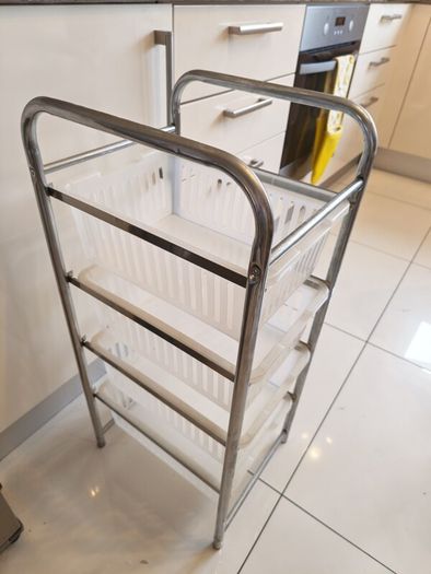 4 Tier Stainless Steel Kitchen Trolley with Plastic Baskets