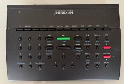 Meridian System Remote Control. All packaging and original manual. Rare item - controls up to 12 devices. Mint condition and tested - working perfectly. Postage anywhere in Ireland for six euros.