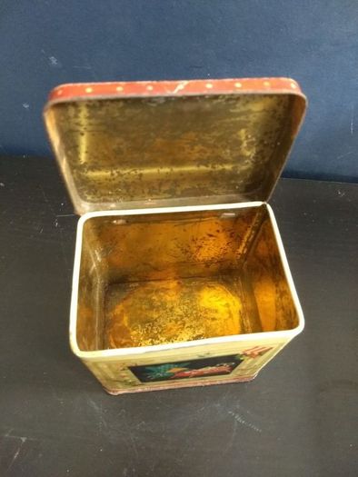 Funky Atomic Mid-Century Modern 1950's Small Tin Tea Caddy, with a Funky and Rare Graphic Design - MCM/50s Display! Props for Stage and Screen!