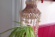 vintage 1960 seashell hanging planter