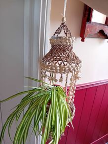 vintage 1960 seashell hanging planter