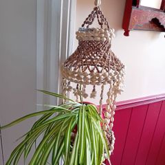 vintage 1960 seashell hanging planter