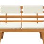 2 in 1 Acacia Garden Bench & Sun Lounger with Cushion Image 6