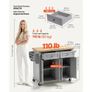 Kitchen Island Cart with Storage, 1110 mm Wide Mobile Rolling Storage Island on Swivel Wheels, with 2 Drawers, Storage Cabinet, Spice/Towel Rack, Hooks, Table for Home Dining Room, Gray Image 4