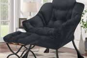 Armchair Living Room Comfy Armchair Reading Chair with Footstool Lazy Accent Chairs Bedroom Cuddle Chairs, for Living Room Bedroom Study Room Office, Black
