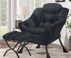 Armchair Living Room Comfy Armchair Reading Chair with Footstool Lazy Accent Chairs Bedroom Cuddle Chairs, for Living Room Bedroom Study Room Office, Black