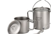 BRAND NEW Lightweight Titanium 3 Pcs Titanium 750ml Pot 420ml Water Cup Mug with Lid Folding Spork for Outdoor Camping