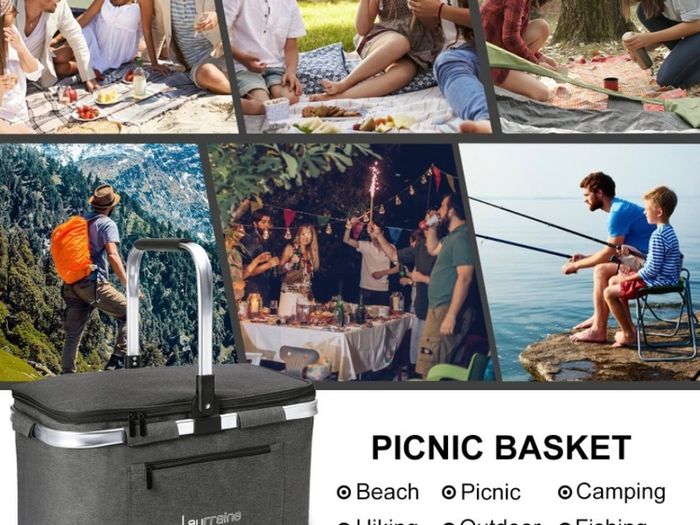 22L Cooler Bag,Insulated Picnic Basket,Isothermal Lunch Bag ,Collapsible Cooler Bag,Shopping Baskets for Camping/Outdoor Activities/Family Travel/BBQ/Shopping (FREE POSTAGE)