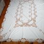 Hand Embroidered Lace Linen Tablecloth and 12 Napkins Image 2