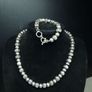 Vintage Sterling Silver Bead Necklace and Bracelet Set 925 Image 2