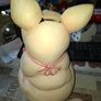 Large Vintage Hand Painted Ceramic Piggy bank Whimsical Baby Pig Pink Bib and Sucking on a Pacifier Image 4