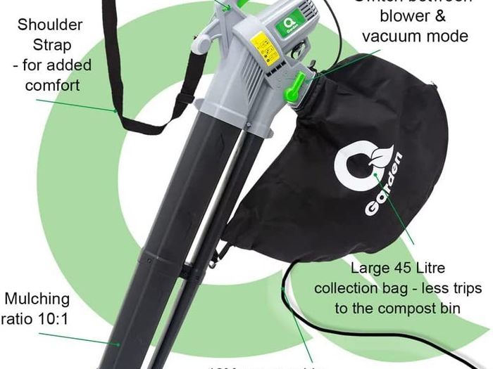 Leaf Blower and Vacuum. Powerful 3000W Leaf Vacuum for Clearing Patios, Gardens, Gutters. 3-in-1 Garden Blower for Leaves + Leaf Collector + Shredder. Ergonomic Garden Vacuum