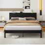King Size Bed Frame with Storage Wooden Headboard Image 8