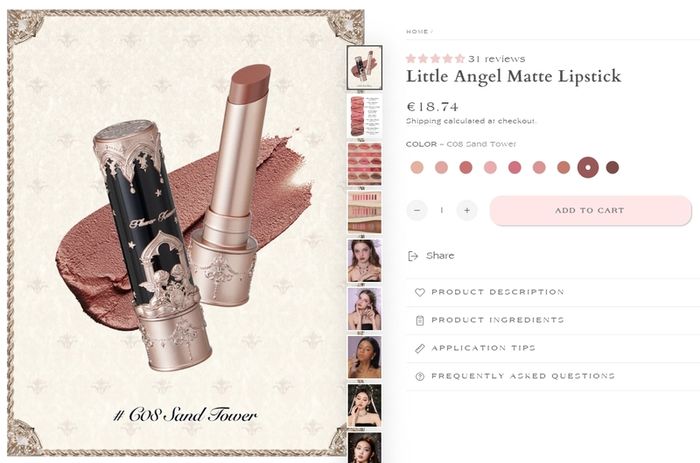 Flower Knows Little Angel Collection Matte Lipstick in C07 Golden Wheat