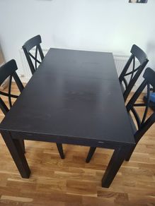 Dining table and four chairs