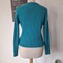 Castle of Ireland teal green cable knit wool jumper. Size 10-12. e90 RRP Image 4