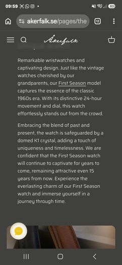 Akerfalk First Season 24 hour dial watch