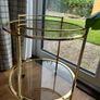 Vintage 1970s Hollywood Regency Gold Brass & Glass Bar Cart / Table Image 2