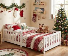Children's Bed with Fall Protection Including Slatted Frame, 90 x 200 cm, White, Solid Pine Wood (White, 90 x 200 cm), Kindebett 80x160 90x200