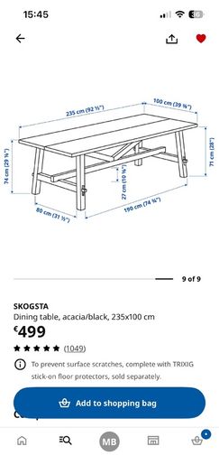6 Seater Kitchen Table and 2 benches