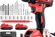 Drill Driver 21V, Bamse Cordless Hammer Drill with 2 Batteries 2.0Ah, 25+3 Torque, 42N.m Max Electric Drill, 30PCS Drill Bits, 2 Speed, LED Light for Home and Garden DIY Project (FREE POSTAGE)
