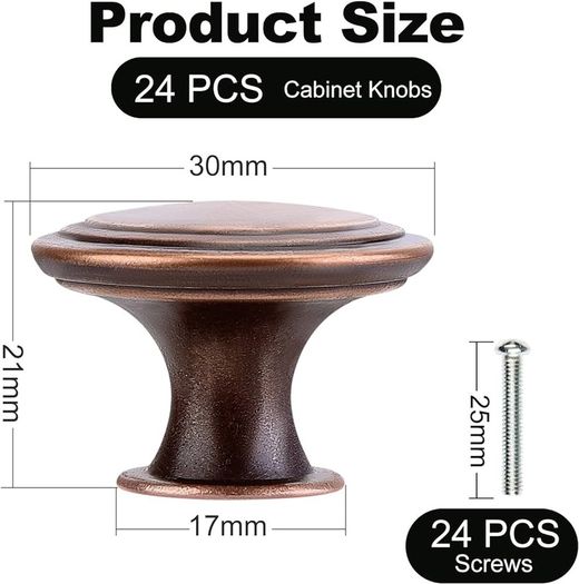 NEW SALE | 24PCS Vintage Cabinet Knobs, Chic Drawer Knobs, Antique Style Kitchen Cupboard Handles, 30mm Round Furniture Door Knobs