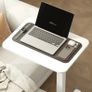 Height Adjustable Standing Desk, Pneumatic Sit Stand Desk for Laptop, Mobile Overbed Table with Wheels for Home Office, White Image 8