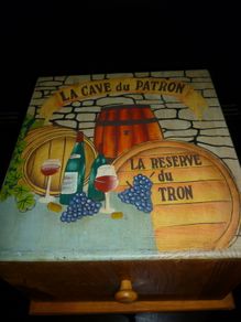 Wine rack Wooden Storage Box Crate Hand Painted. Vintage