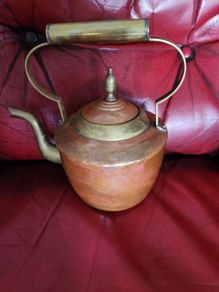 French copper and brass kettle