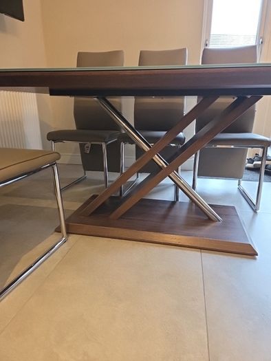 dining table and six chairs