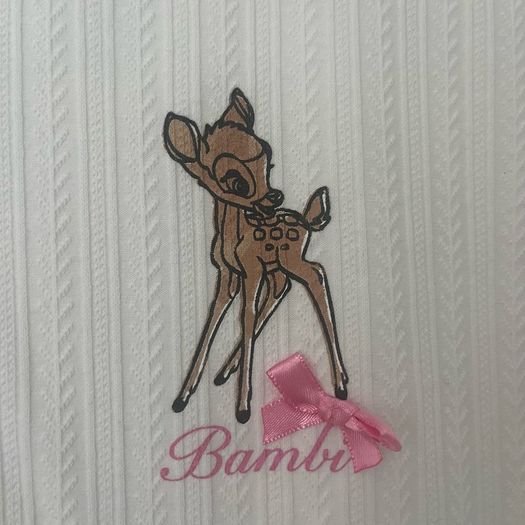 Disney Classics x Primark Bambi Ribbed Long Sleeve White Crop Top -  Size M