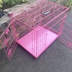 Large Pink 2 door collapsible Dog crate