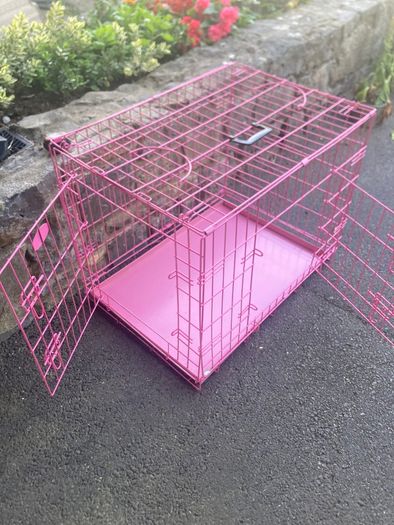 Large Pink 2 door collapsible Dog crate