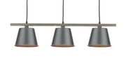 Dark Grey Metal and Wooden 3 Pendant Light Bar