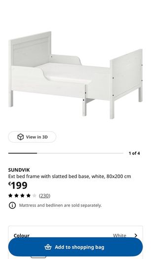Ext bed frame with slatted bed base, white, 80x200 & expendable mattress