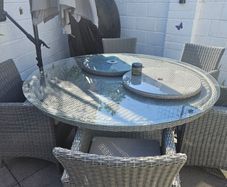 Large 6 seater rattan table and chairs