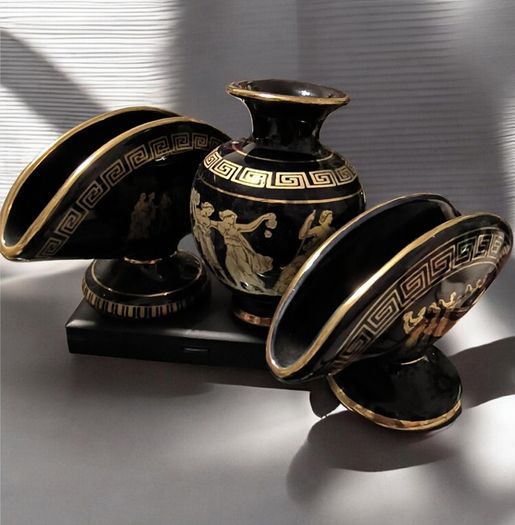 Brand New Vintage Greek Ceramic Set 24K Gold Handmade