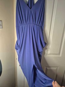 Blue midi dress with racer back and pockets